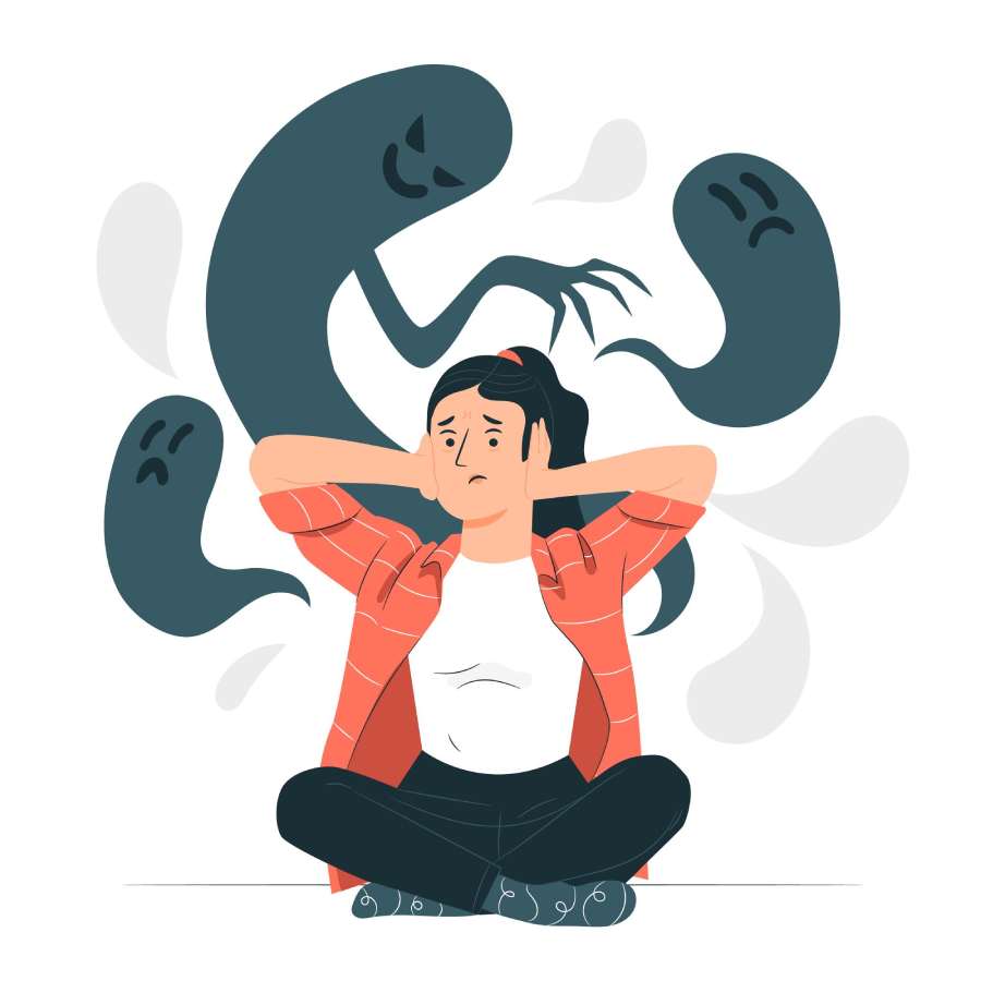 Illustration depicting a person experiencing Schizophrenia delusions